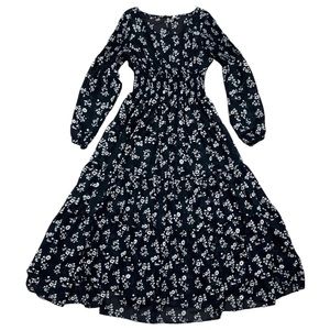 Vintage Free People Maxi Dress Black Sheer Boho Floral Size Small
